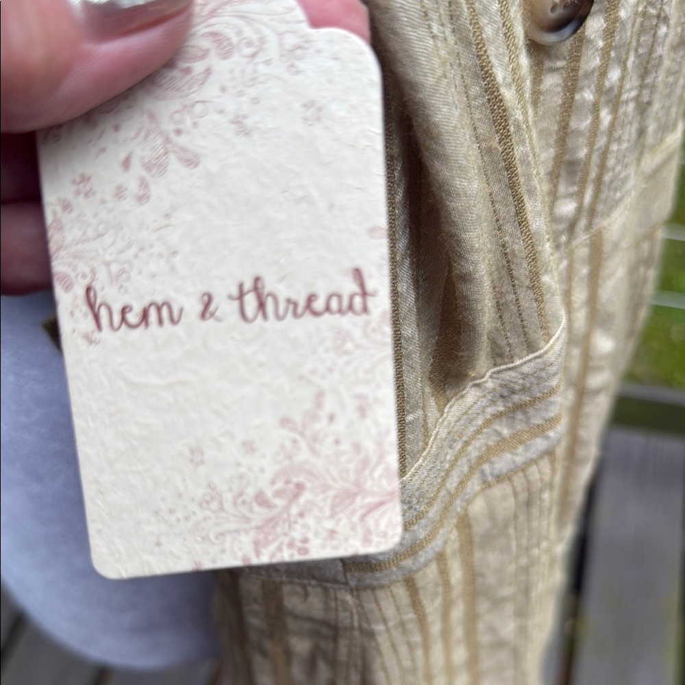 Hem & Thread Tan Striped Jumpsuit - Picture 2 of 8